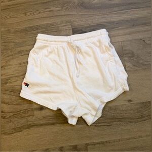 Aviator Nation White Athletic Shorts with Logo and Pockets